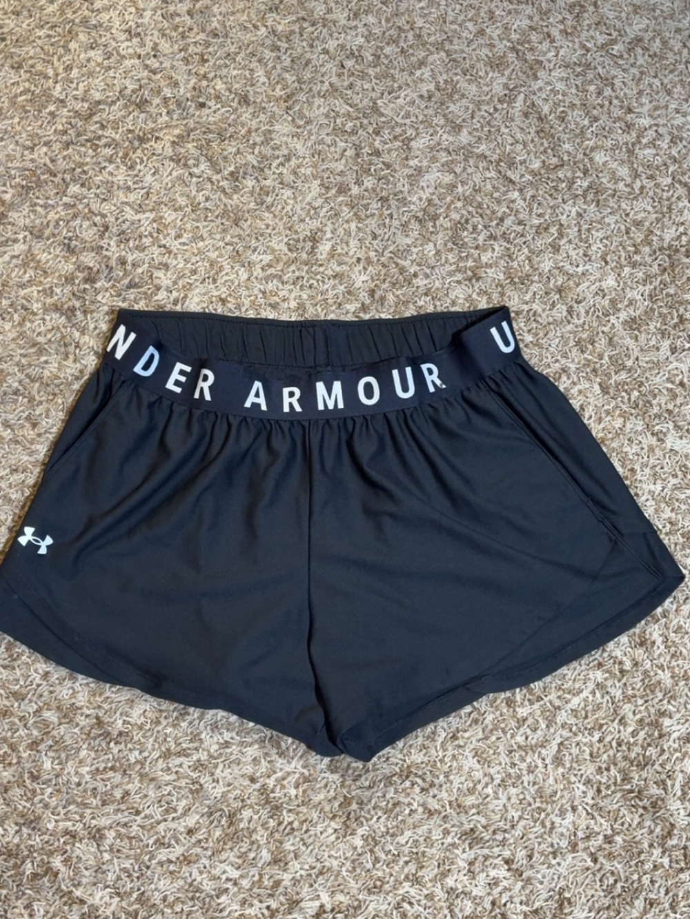 Under Armour Women Black Logo Elastic Waist Athletic Shorts